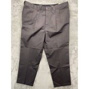 NWT Oakhill Men's Pleated Premium Pants 46x30‎ Brown 100% Cotton